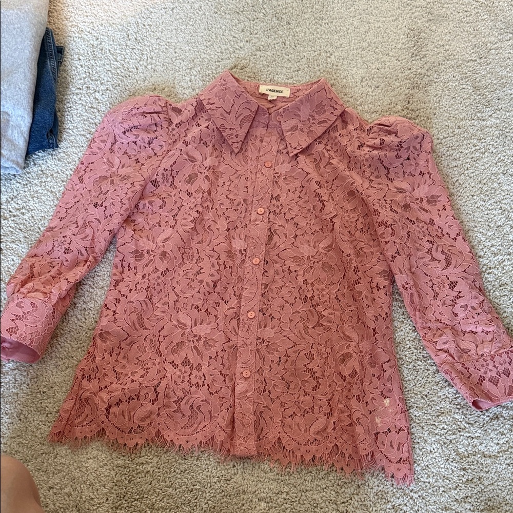 Madewell Dusty Pink Lace Blouse